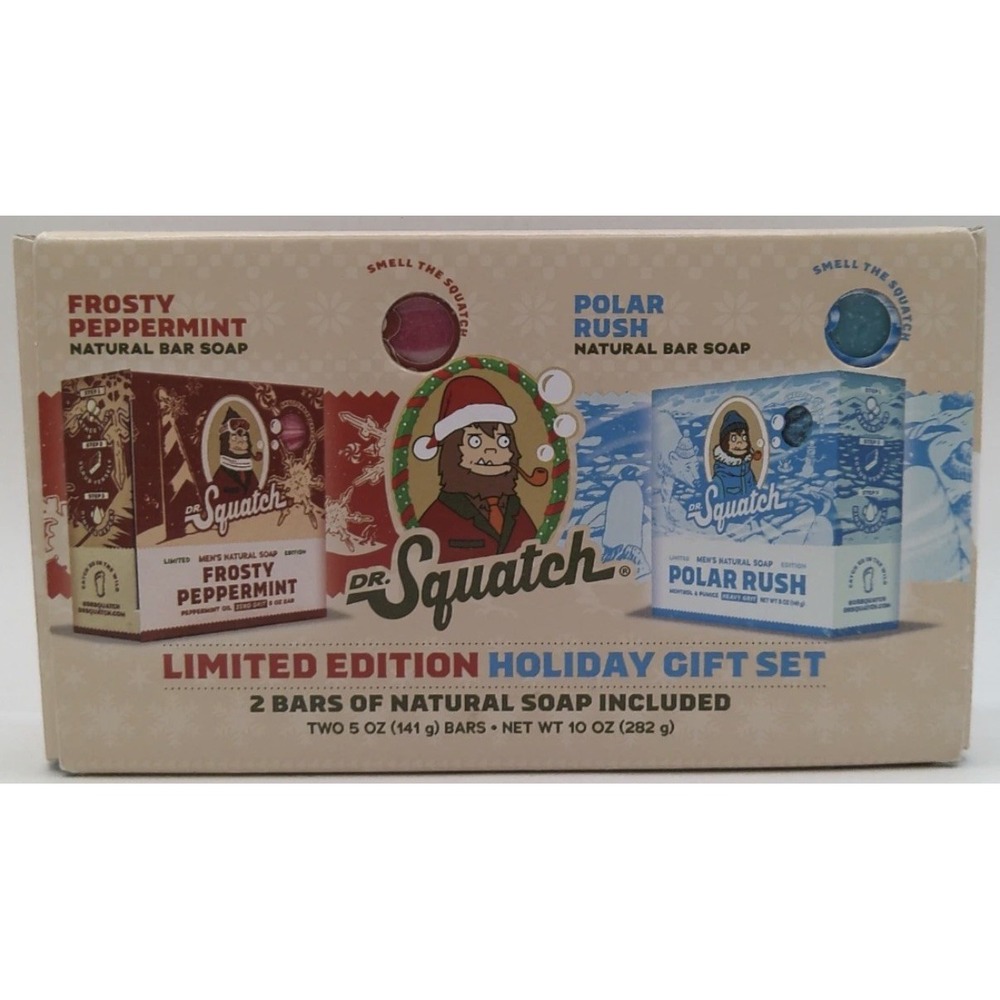 Dr. Squatch Limited Edition Holiday Gift Set Frosty Peppermint & Polar Rush NIB
